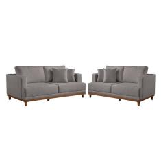 Conjunto Sofás 2 E 3 Lugares Fixo Linho M-175 Martins Cinza