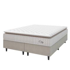 Cama Box Colchão Casal Queen Molas Ensacadas City Pillow Top 158x61cm Branco/bege Hellen Branco/bg