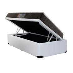 Cama Box Baú Solteiro Colchão Mola Bonnel Acolchões + Box Sintético 69x88x188
