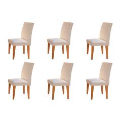 Conjunto Com 06 Cadeiras Grécia Rufato - Imbuia/Veludo Creme