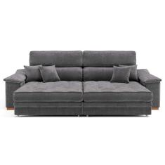 sofá 3 lugares retrátil e reclinável raul veludo grafite