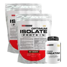 Kit 2x Optimum Isolate Whey Protein 2kg + Creatina 100g - Bodybuilders-Unissex