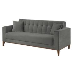 Sofa Liverpool 3Lugares 195Cm Talento Móveis Veludo Prata