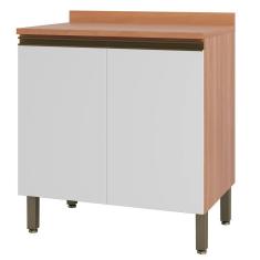 Balcão de Cozinha com Tampo Macadâmia 2 Portas Freijó/Branco - Thela