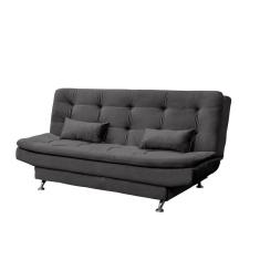 Sofá Cama Veludo 3 Lugares com 2 Almofadas Salomé Veludo/Cinza