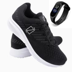 Tênis Masculino Esporte Treino Academia Caminhada Leve Conforto + Relógio-Masculino