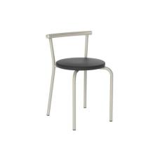 Kit 2 Banqueta de Cozinha 105 2 Un Prata - Assento Courano Preto - Car