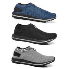 Kit 3 Pares de Tênis Masculino Meia Sem Cadarço Calce Fácil Macio - NI