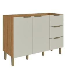 Balcão Pia Decibal CO14231 Montenegro 2Portas 3Gavetas Sem Tampo 120cm