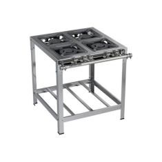 Fogão Industrial 4 bocas 30x30 Luxo Aço Inox Metalmaq, Gás Natural