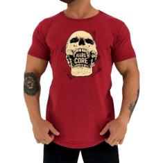 Camiseta Longline Manga Curta MXD Conceito Hardcore Skull, P, Vermelho