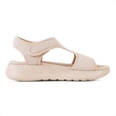 Sandália Comfortflex Tiras Plataforma Feminina, Nude, Nude, 35