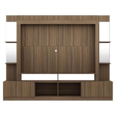 Rack com Painel Tv 65 Prateleiras com Espelho Oslo Madeirado