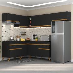 Cozinha Completa De Canto Veneza Gb Mp2069 Com Armário E Balcão Preta