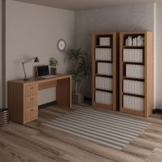 Conjunto Home Office Com 1 Escrivaninha 3 Gavetas Com 2 Estantes Espresso Móveis Amendoa