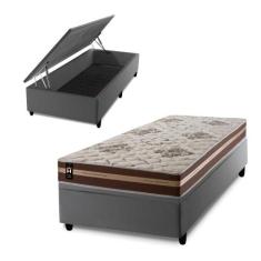 Conjunto Box Baú Chicago Marrom 88x188x64 Espuma D33 - King House