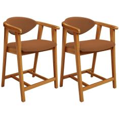 Kit 02 Banquetas Baixa Para Cozinha Sala Jantar Bancada Cecília L02 Bouclê Terracota - Lyam Decor