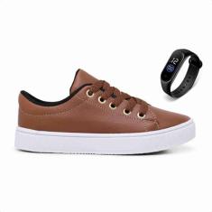 Tenis Sapatinho Infantil Casual Escolar Masculino Kaut Com Relogio Led