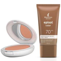 Kit 1 Protetor Solar Episol Color Tom 3 Médio FPS 50 Pó Compacto 10g