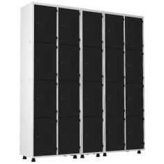 Armário Roupeiro Aço 20 Portas Academia Guarda Volume Trinco Preto - E