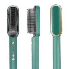 Chapinha Escova Secadora Profissional De Cabelo Pente Alisamento Elétrico Cor:verde