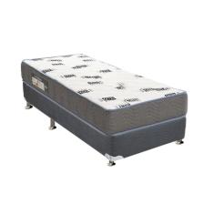 Cama Box Solteiro: Colchão Espuma Ortobom D33 Light + Base Crc Suede Gray(88X188)