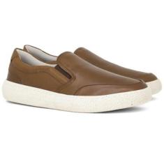 Tênis Masculino Slip On Democrata Casual Denim Bora Couro Elástico Conforto 526204-Masculino