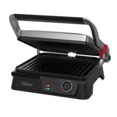 Grill Elétrico Oster OGRL610 Multiuso com Chapa Antiaderente e Abertura 180 Graus Inox 110V
