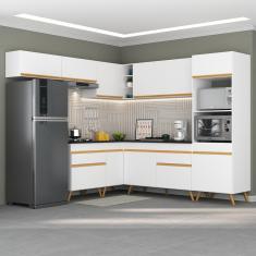 Cozinha Completa de Canto Veneza GW Multimóveis MP2070 com Armário e Balcão Branca