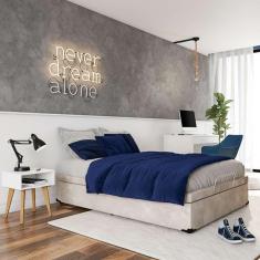 base para cama box casal madeleine com baú suede (47x138x188) bege