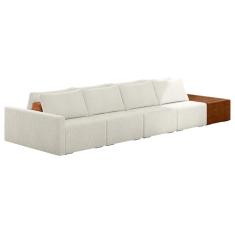 Sofá Ilha Modular Living com Puff 432cm Georgia K04 Bouclê Bege/Caramelo - Mpozenato