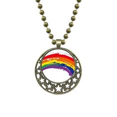 DIYthinker LGBT Colar de estrela com pingente de lésbica de arco-íris gay e corrente de lua