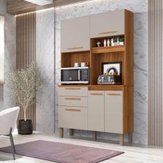 Armário de Cozinha 5 Portas 2 Gavetas Dubai Sallêto Móveis - Cinamomo/Off