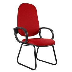 Cadeira Presidente Base Sky com Braço Orelha Metal Wood Design Vermelho