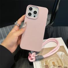 Capa de couro com textura de doce fofa com alça de pulso para iPhone 15 14 11 12 13 Pro Max Plus X XR XsMax capa de cor sólida, rosa, para iPhone 15Pro