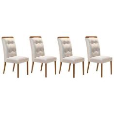 Cadeira Sala de Jantar Imperatriz Madeira Kit 4 Un Capuccino - Veludo 