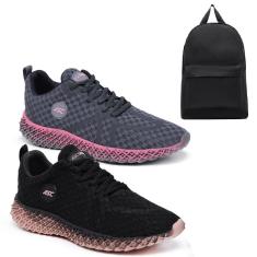 Combo 2 Pares de Tênis + Mochila Básica para Atividades do Dia a Dia-Unissex