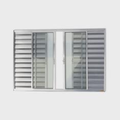 Janela de Aluminio Veneziana de Correr 100x120cm 6 Folhas com Vidro Liso Brimak