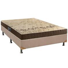 Cama Box Casal Completa 138x188 D28 Confort Suede Clean Espuma Bege Anjos