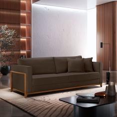 Sofá Paris 03 Lugares 174 Cm Veludo Marrom