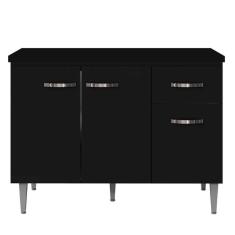 Balcão Pia Gabriela 120cm Preto Com Tampo Mdp - Ajl Móveis Preto