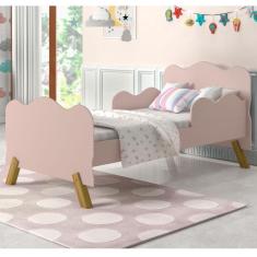Cama Infantil Nuvem Rosa Com Proteção Lateral E Colchão