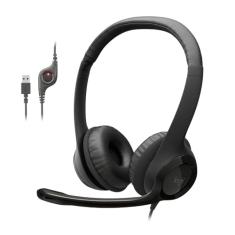 Headset com fio USB Logitech H390 com Almofadas Confortáveis, Controles de Áudio Integrado e Microfone com Redução de Ruído - Preto