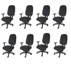 Kit 8 Unidades Cadeira Escritório Diretor Giratória com Braço Reguláve