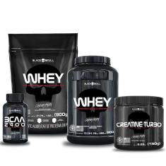 COMBO WHEY 2X + BCAA + CREATINA - BLACK SKULL-Unissex