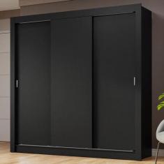 Guarda-Roupa Casal 3 Portas de Correr Preto Nobre Madesa, Preto