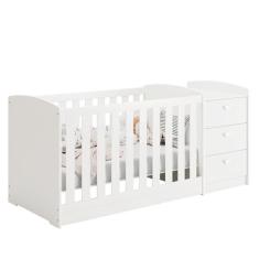 Berço Americano Multifuncional Atlanta - Reller Móveis, Branco Brilho