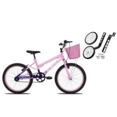 Bicicleta Com Rodinha e Cesta Feminina Infantil Aro 20 KOG, Violeta, R
