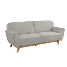 Sofá 3 Lugares Floret Veludo Cinza Claro