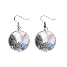 Aquarela tinta abstrata sombreada brinco pendente prata joia feminina